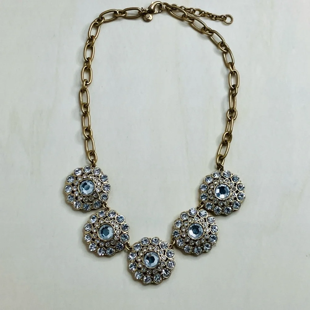 Designer J. Crew Gold Tone Crystal Rhinestone statement necklace ✨✨ - Picture 7 of 7